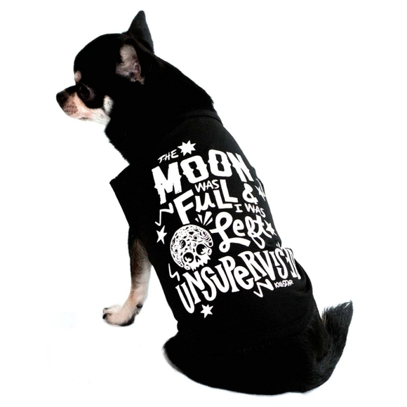 Killstar “Full Moon” Pet Vest Hoodie – Black Jersey Cotton XL w/ Graphic Print - Picture 3 of 10